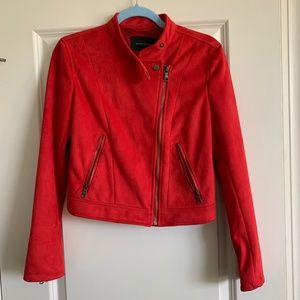 Cherry Suede Moto Crop Jacket